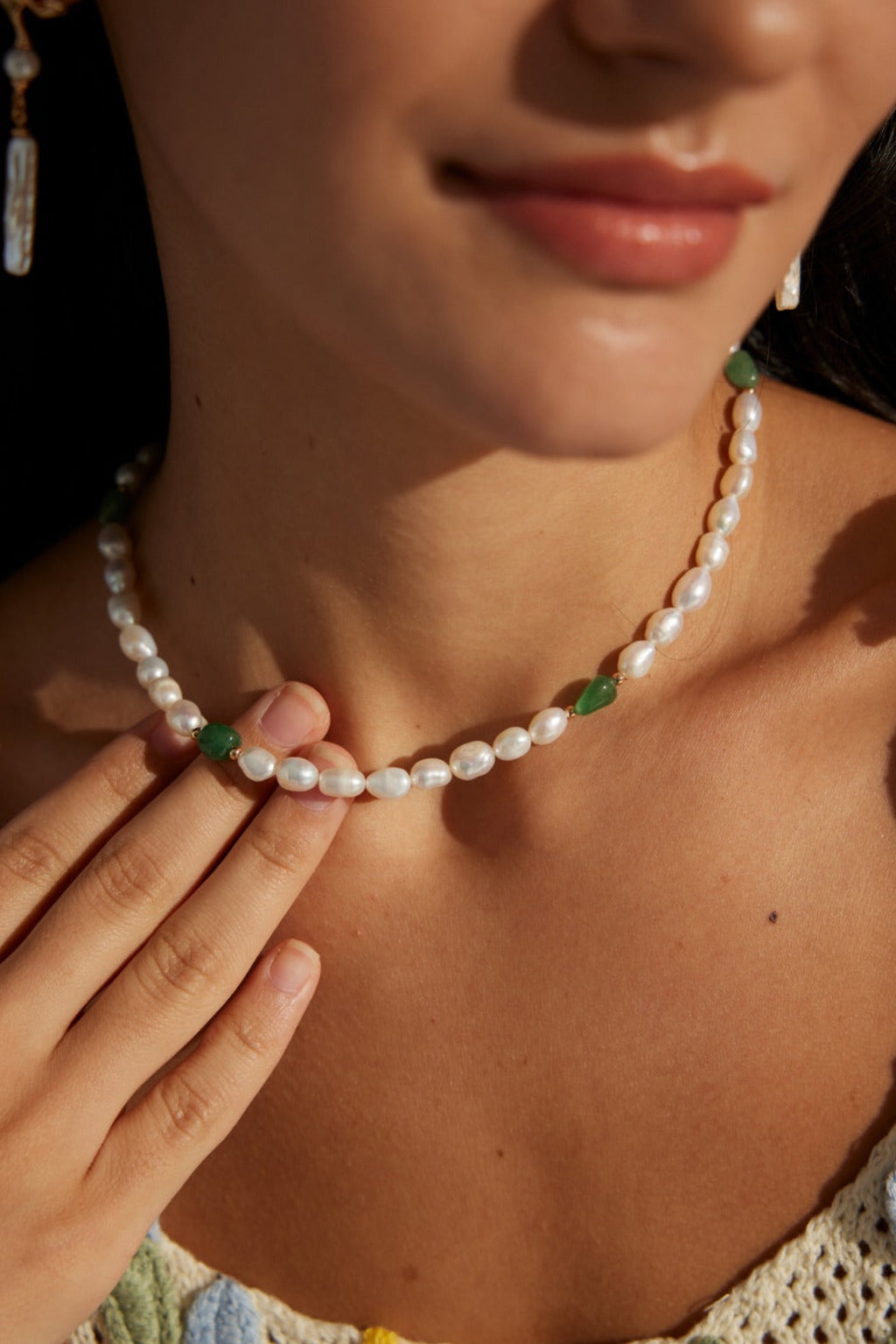 Natural Jasper Pearl Necklace
