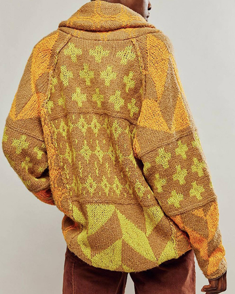 LooseFit Abstract Knit Cardigan