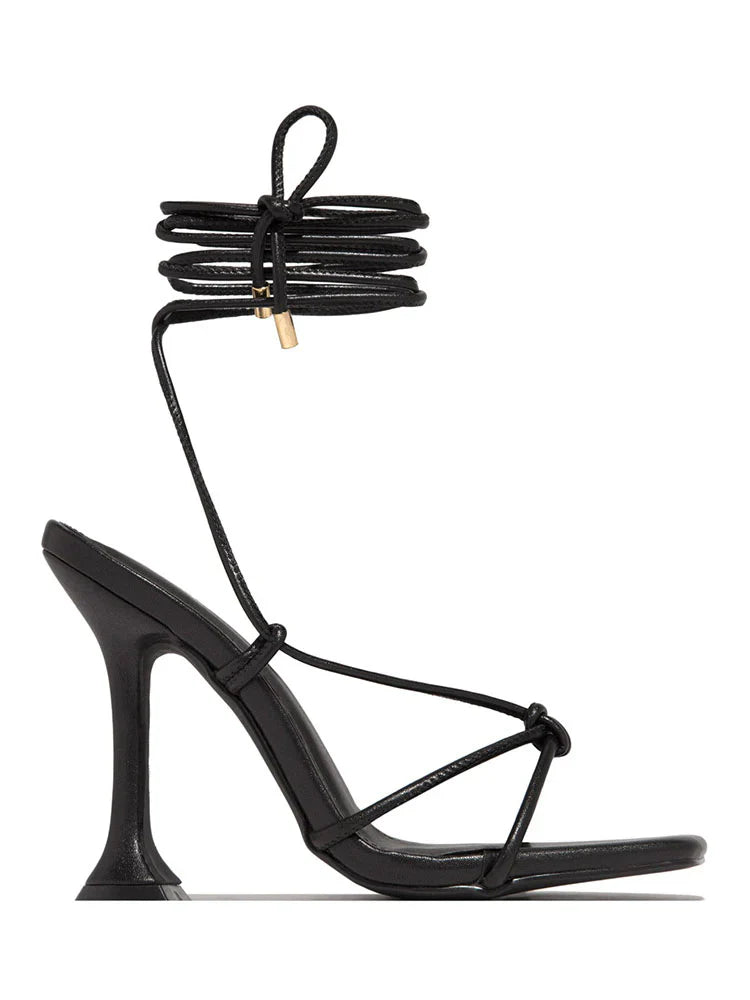 Knot Strap Lace-Up Sandals
