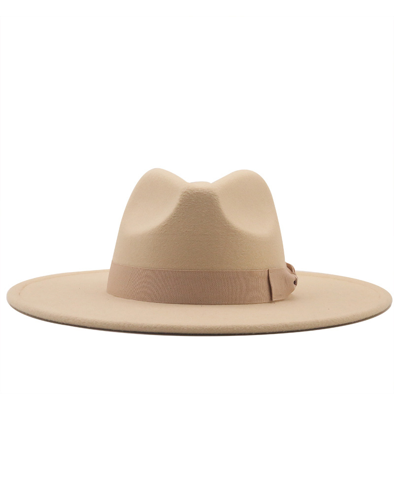 Bow Solid Color Fedora Beige