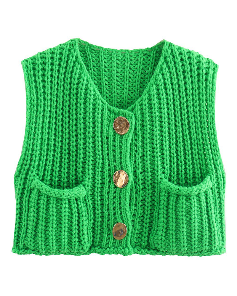 Cozy Up Knit Vest Green