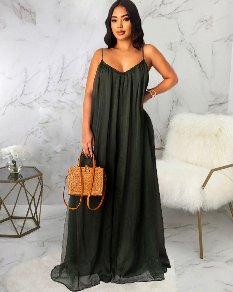 CHIFFON MAXI DRESS Black