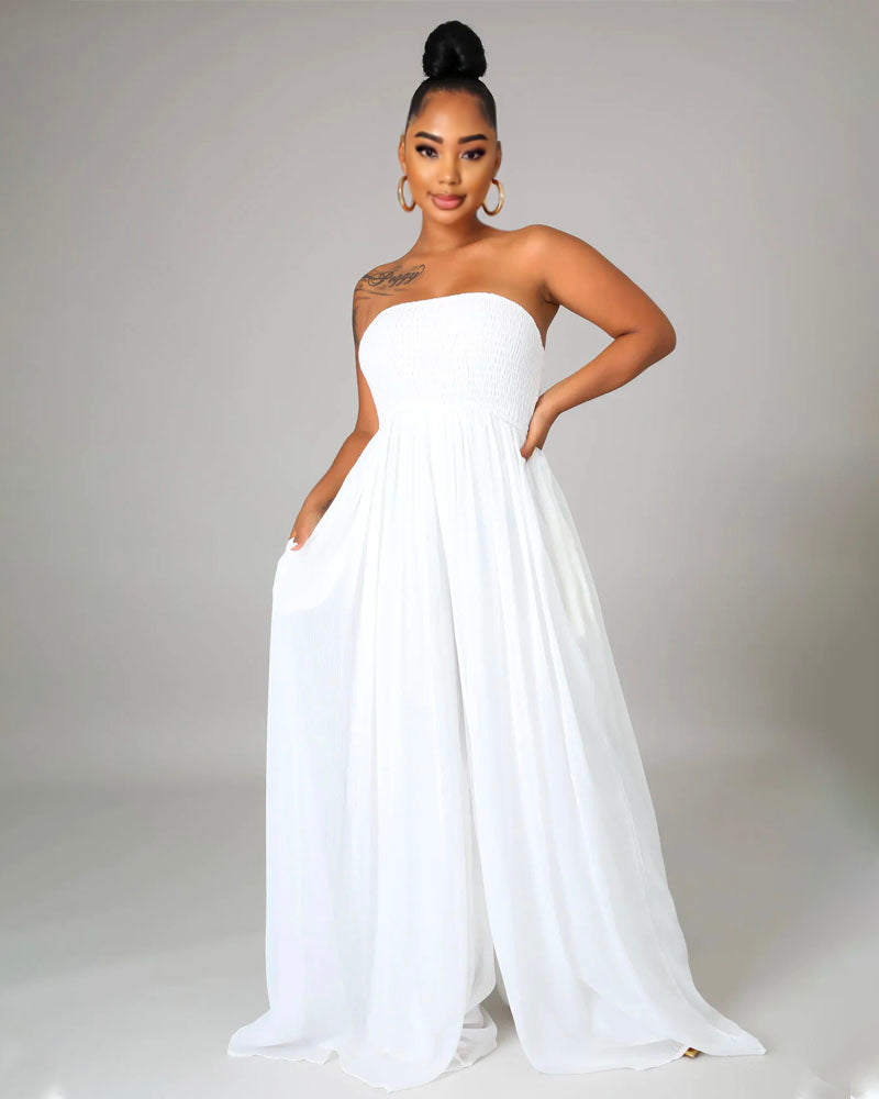 Free Flare Jumpsuit White