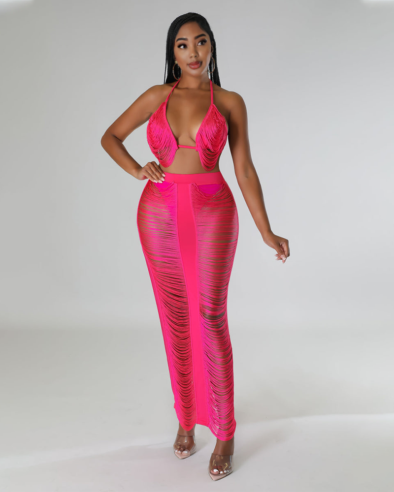 Always In Paradise Skirt Set Rose red