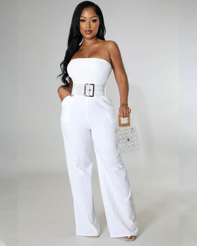 Spring Fresh Strapless Jumpsuit White