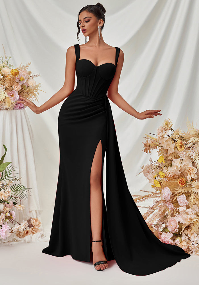 Slit Spaghetti Strap Bodycon Maxi Dress for Clubwear