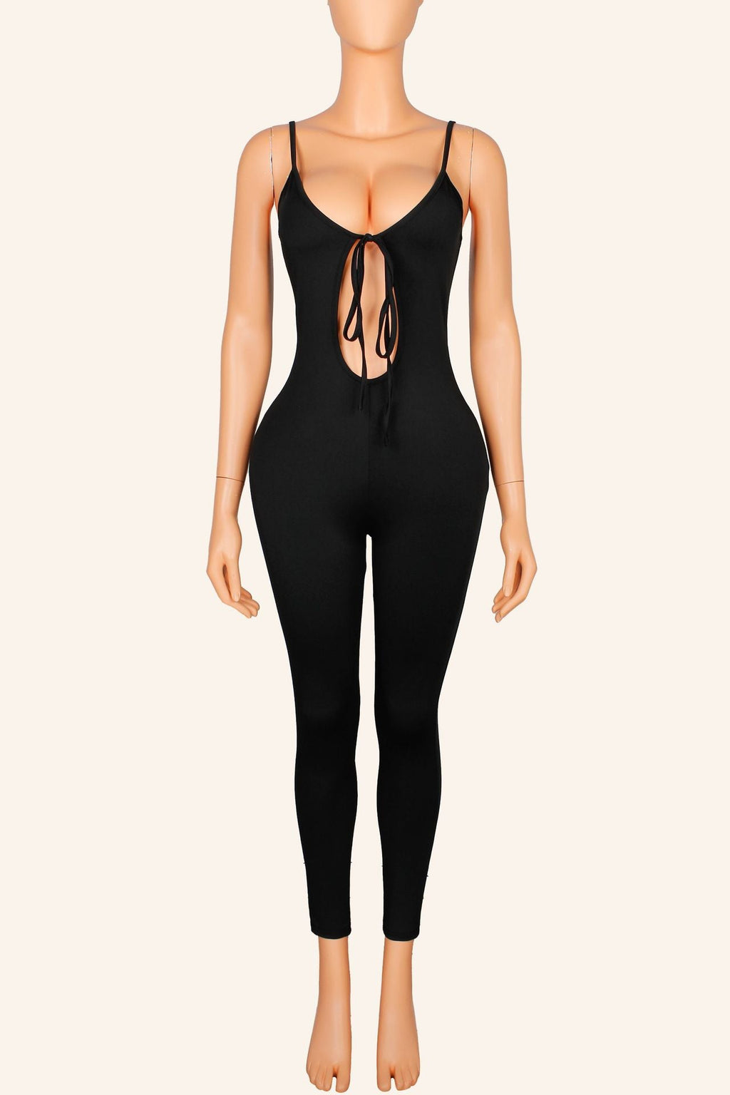 Lace-Up Stretchy Hollow-Out Jumpsuit for Activewear