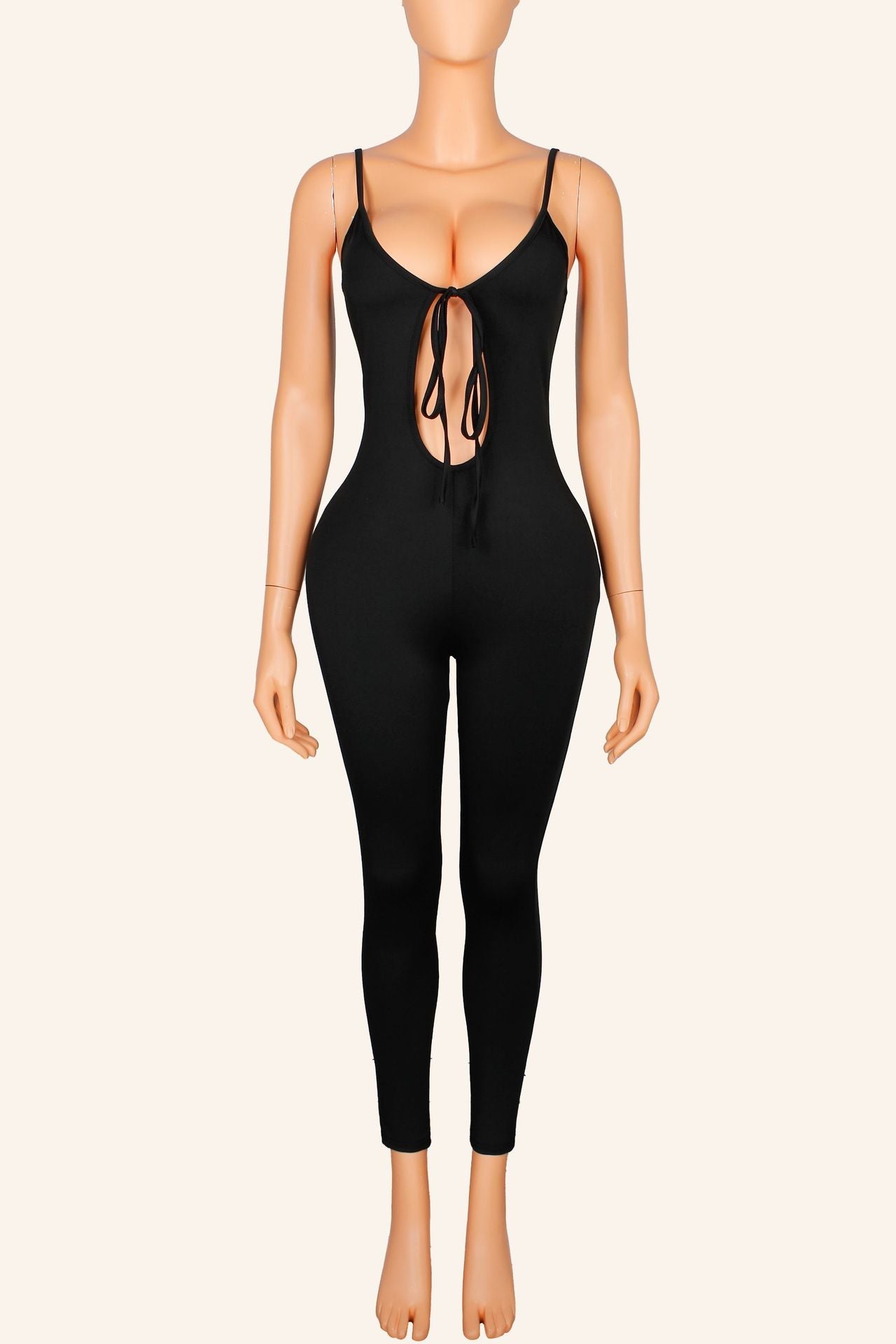Lace-Up Stretchy Hollow-Out Jumpsuit for Activewear