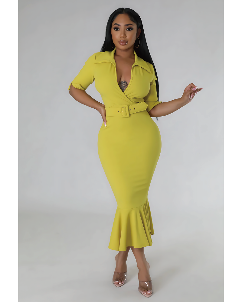 Demie Babe Dress Mustard