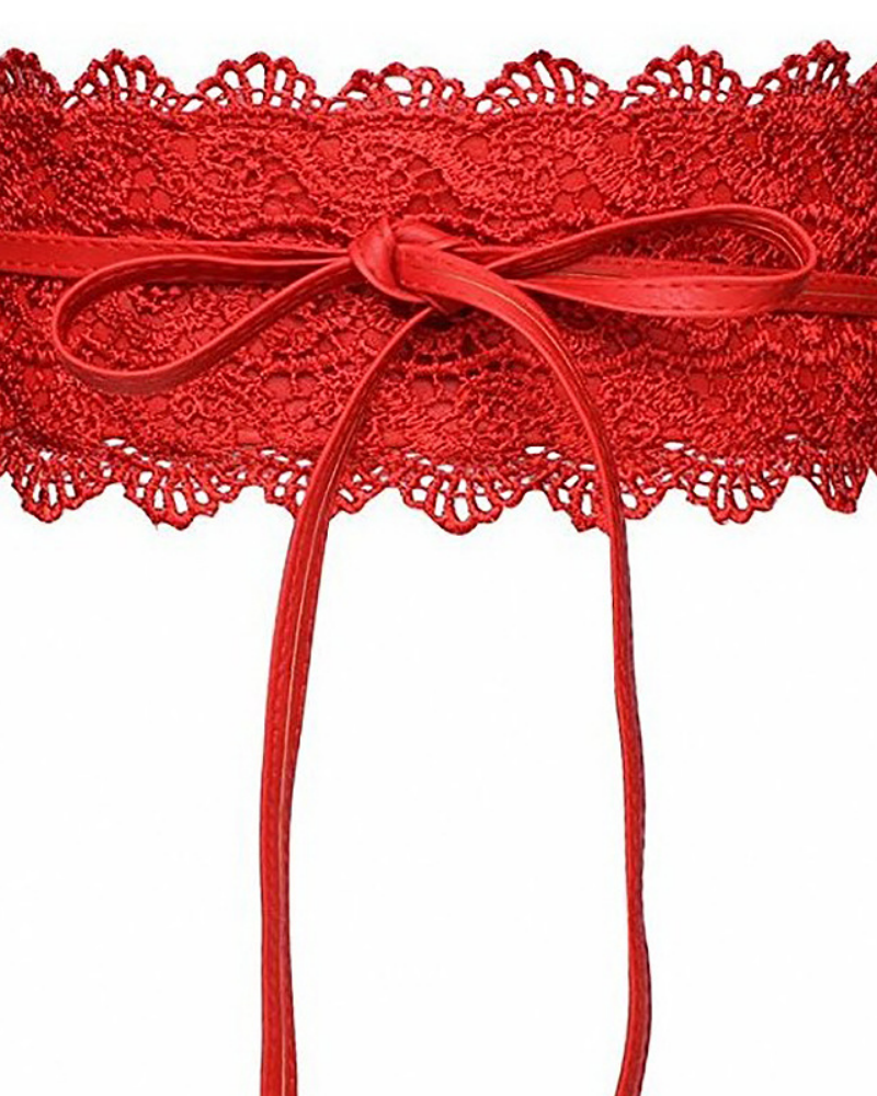 Lace trimmed wide waistband Onesize Red