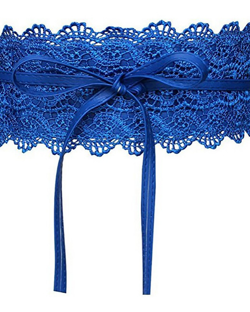 Lace trimmed wide waistband Onesize Royal blue