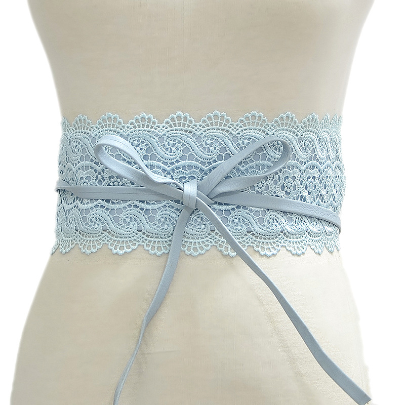 Lace trimmed wide waistband Onesize Light blue