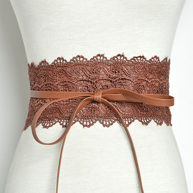 Lace trimmed wide waistband Onesize Brown