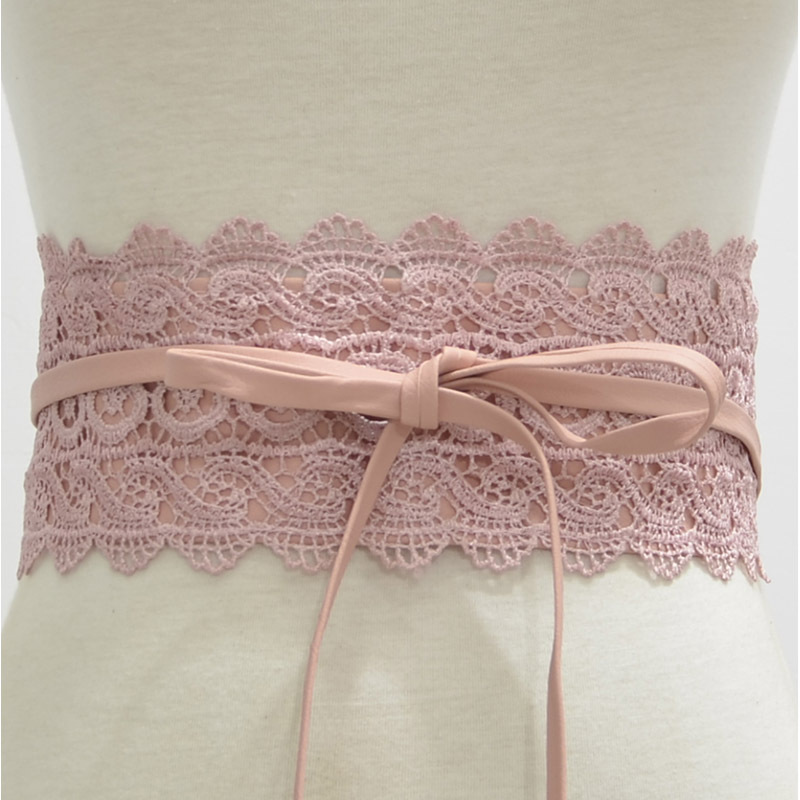 Lace trimmed wide waistband Onesize Pink