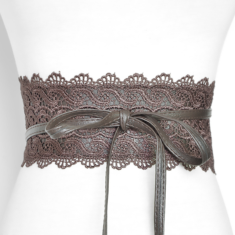 Lace trimmed wide waistband Onesize Dark coffee