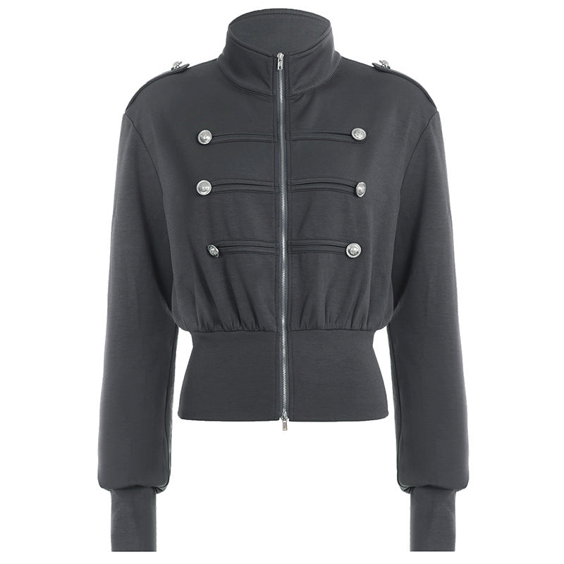 High-Neck Jacket Top for Casual Wear