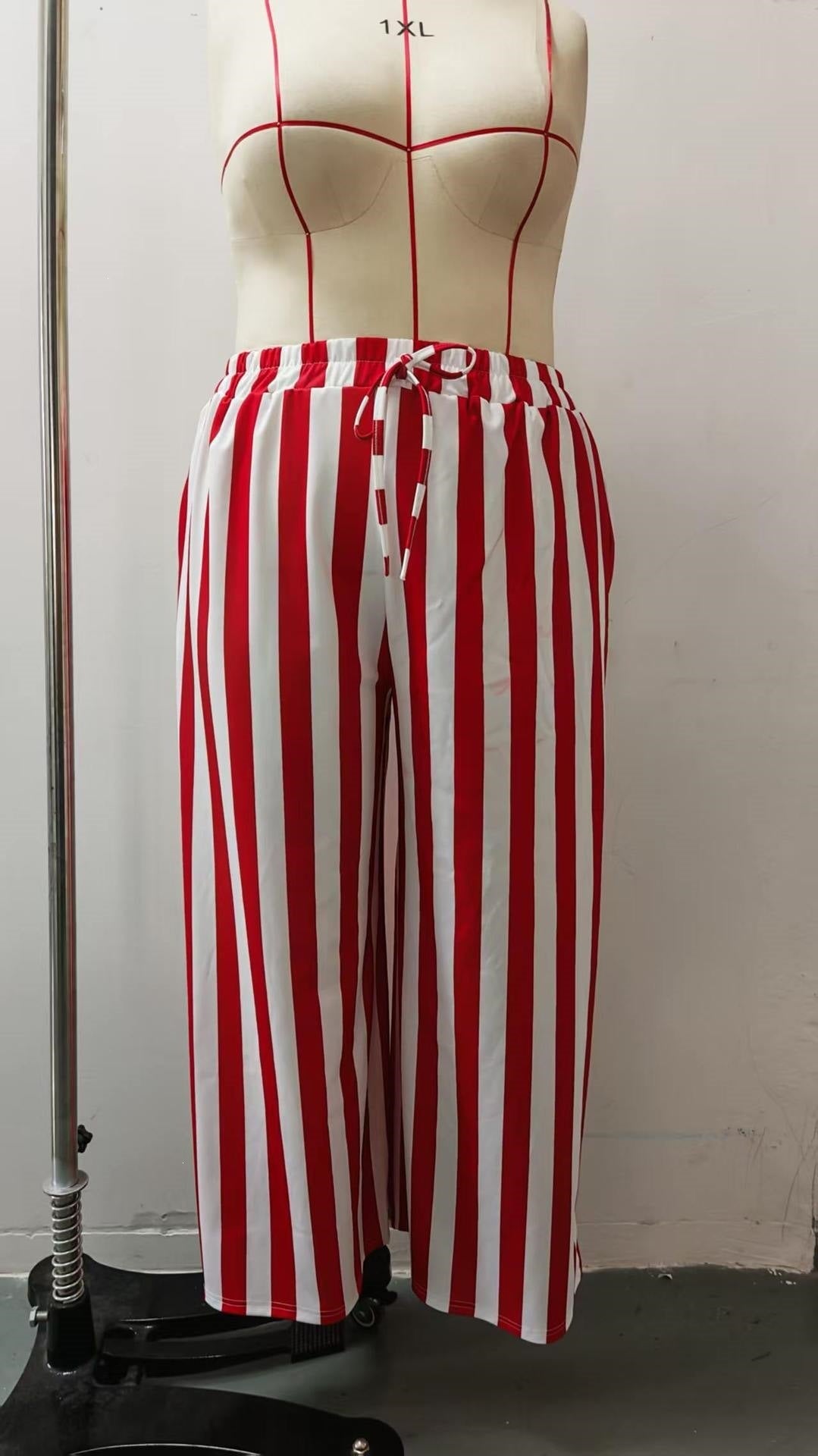 Color Block Stripe Printed Long Pants for Spring & Summer