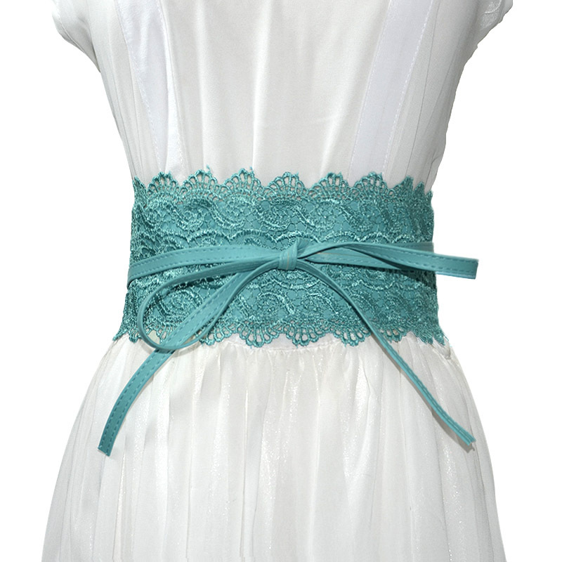 Lace trimmed wide waistband Onesize Lake Blue