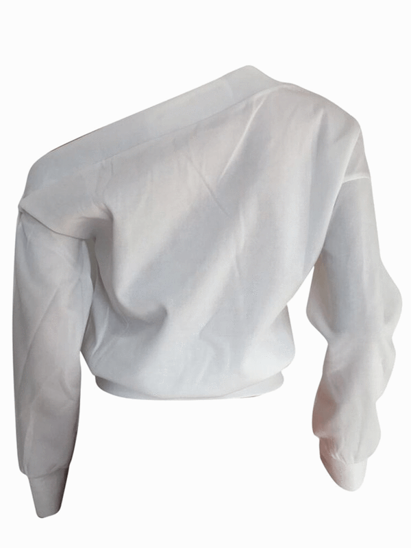 Haut à une épaule et manches boutonnées