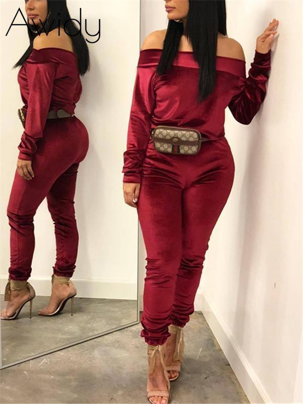 Off Shoulder Velvet Co-ord--Clearance Burgundy
