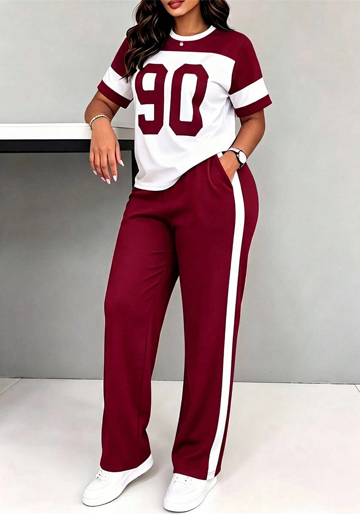 Short-Sleeve T-Shirt & Pants Two-Piece Set for Spring/Summer Casual