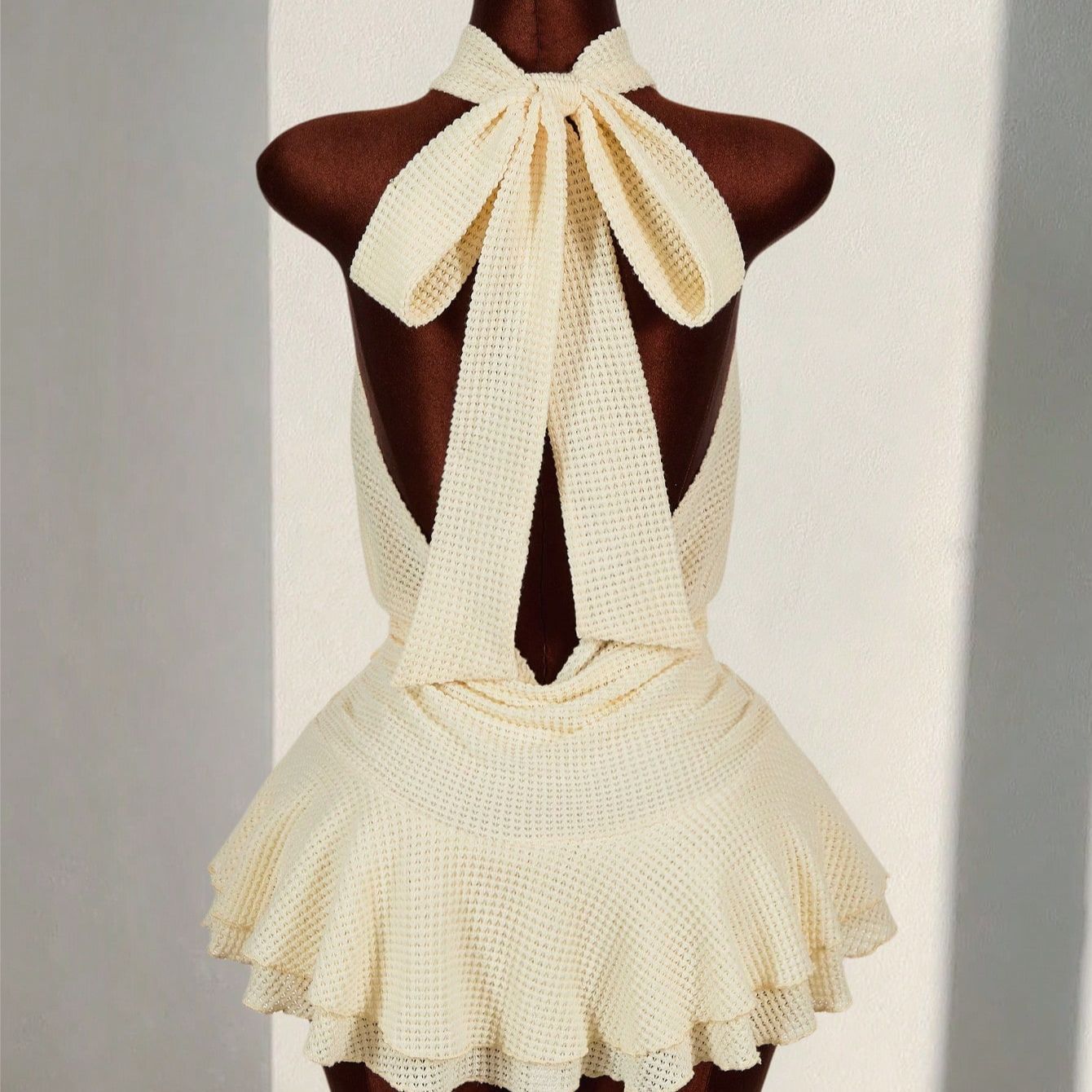 Floral Backless Lace-Up Tiered Dress for Holiday Parties