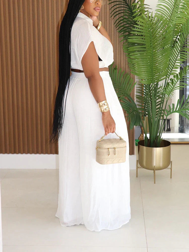 Breeze Cropped Top & Wide Pants Set