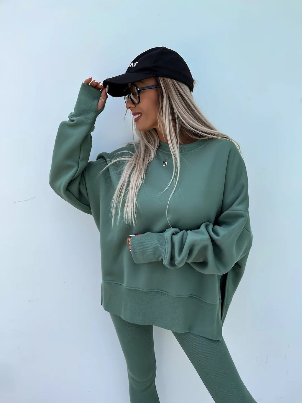 Casual Skinny Pants Loose Sweatshirt Set