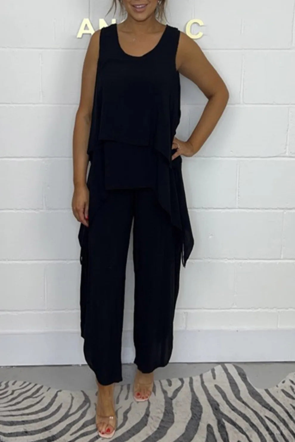 Solid Color Irregular Three piece Outfit