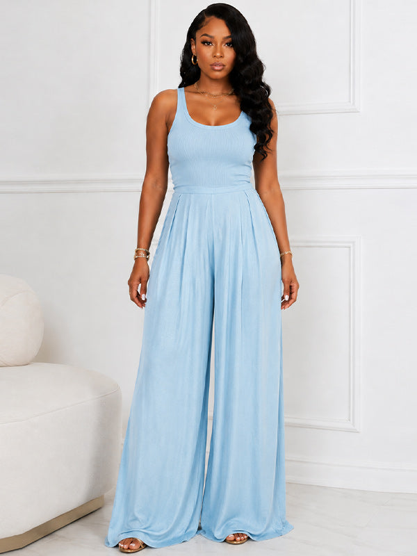 Wide-Leg Sleeveless Jumpsuit