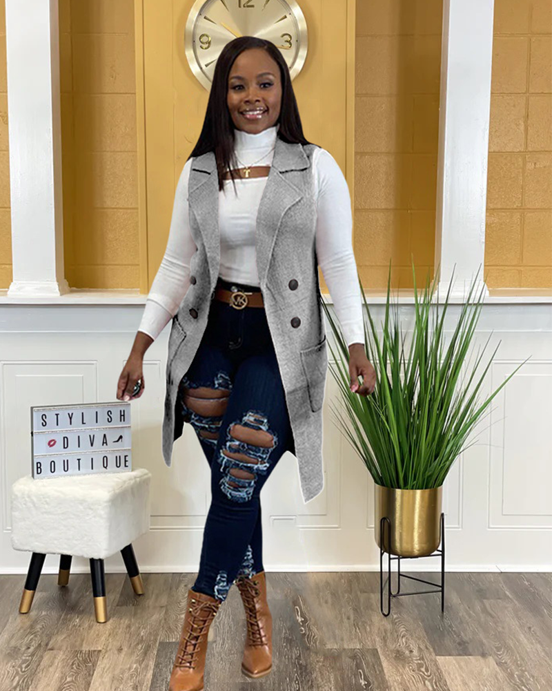 Classy Girl Cardigan Vest GREY