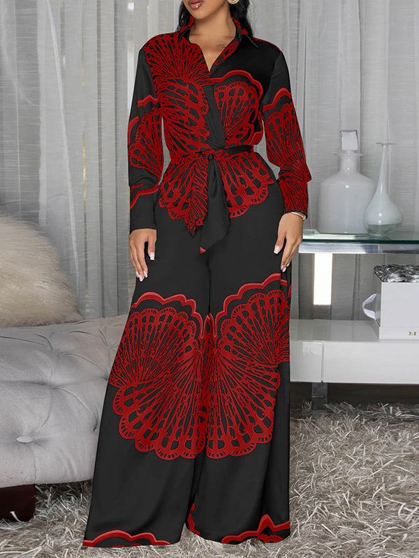 Bedruckter Jumpsuit mit Bindeband