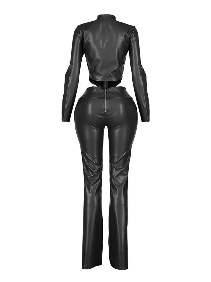 Leather Biker Jacket & Pants Set