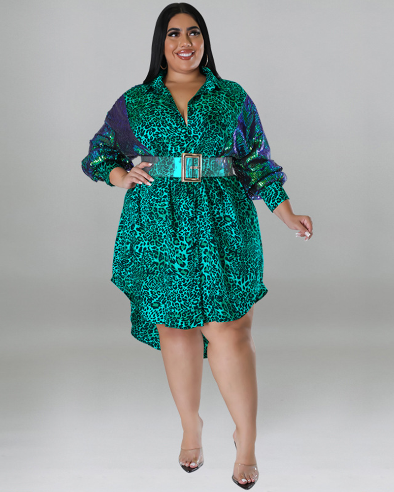 Fierce Bae Sequin Sleeves Tunic Dress Green