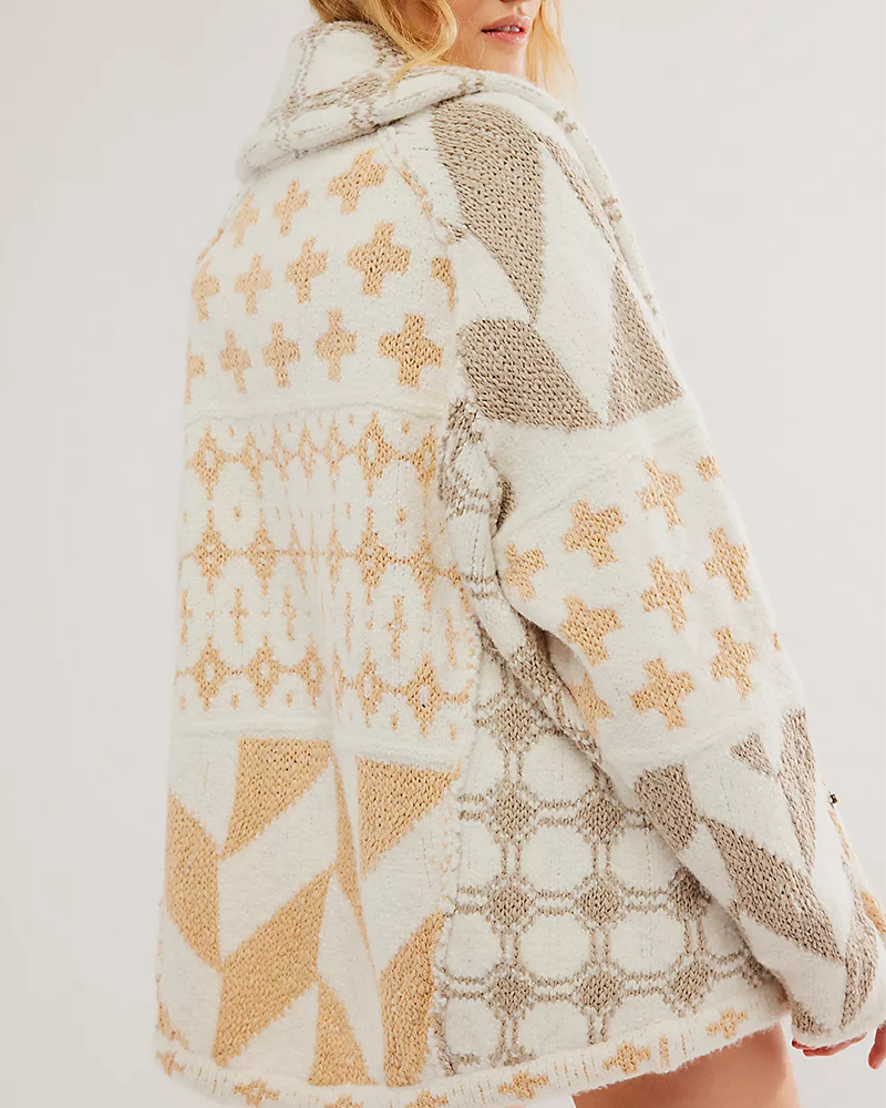 LooseFit Abstract Knit Cardigan