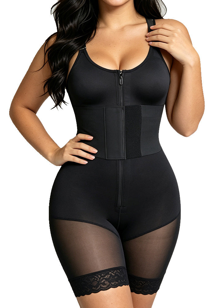 Lace-Up Fitted Body Shaping Bodysuits for Body Contouring