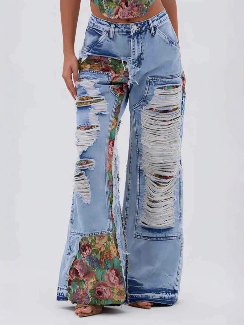 Distressed Straight-leg Jeans