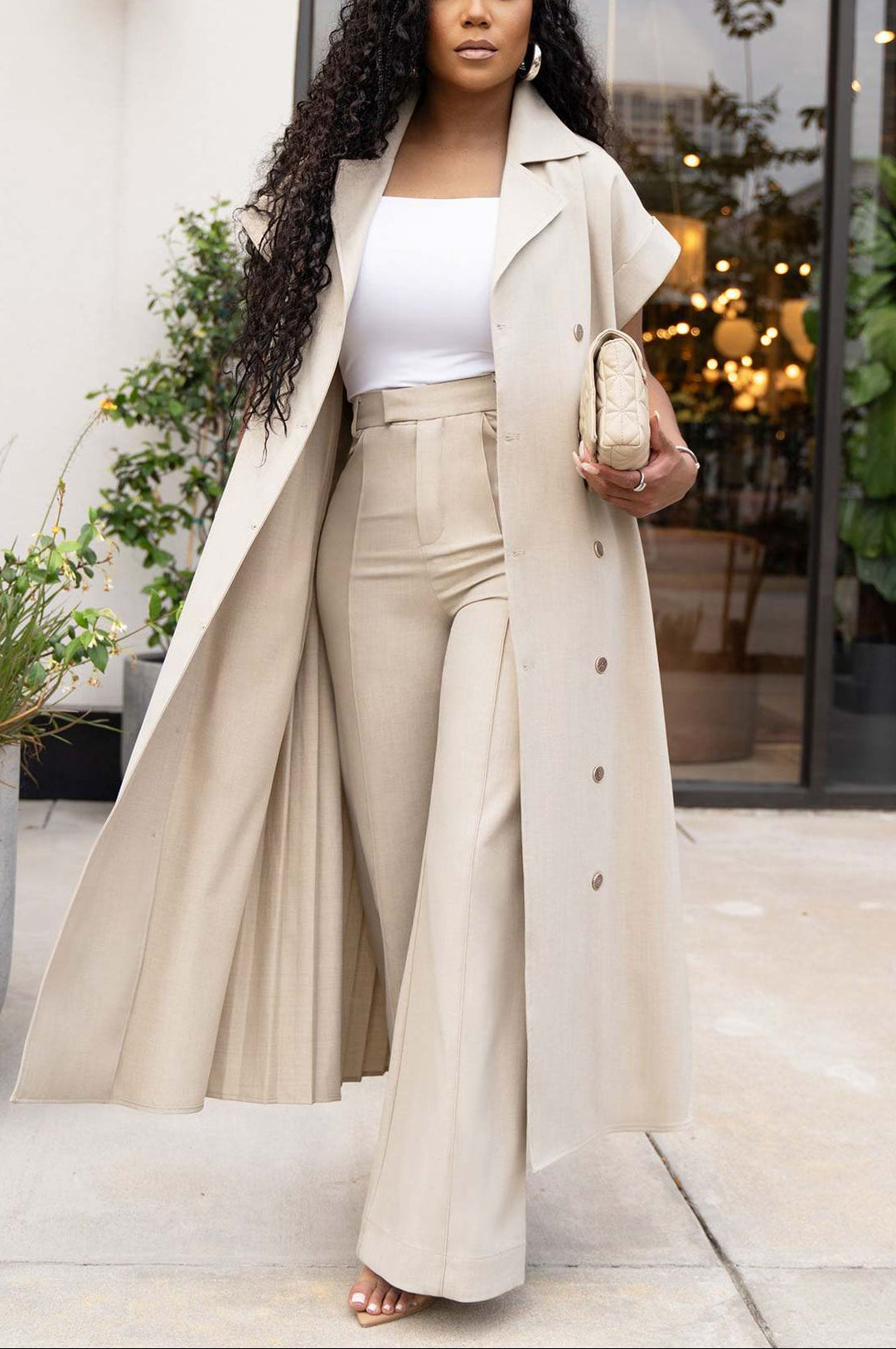 Sleeveless Pleated Sets