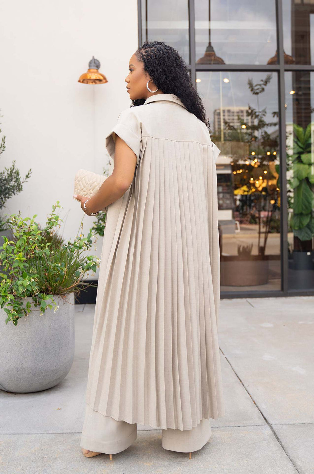 Sleeveless Pleated Sets