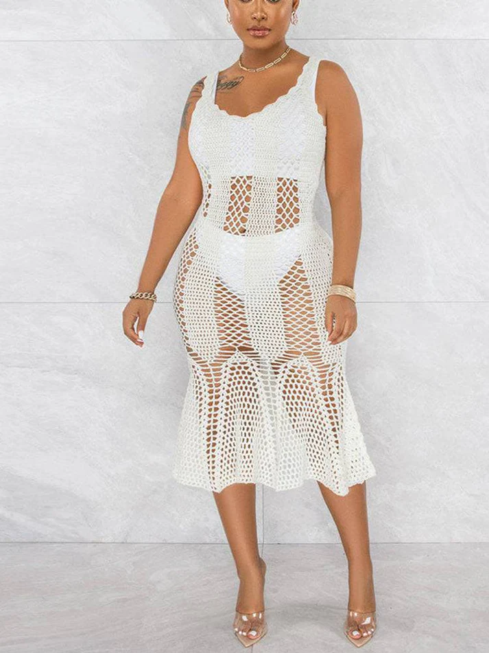 Hollow Cover-Up Crochet Beach Dresses