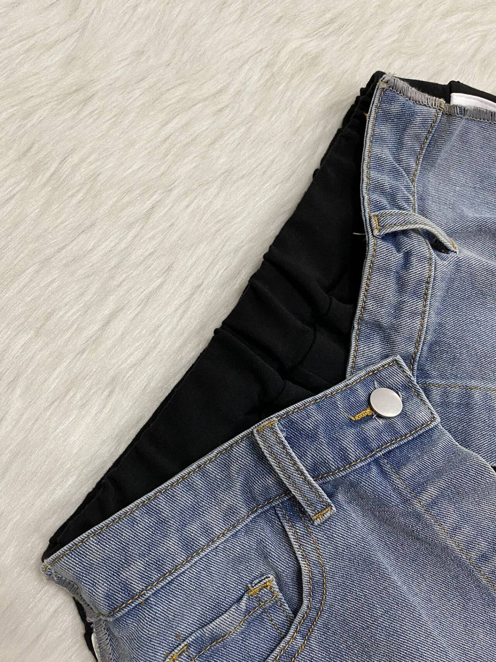 Denim Patchwork Relaxed Straight-Leg Pants