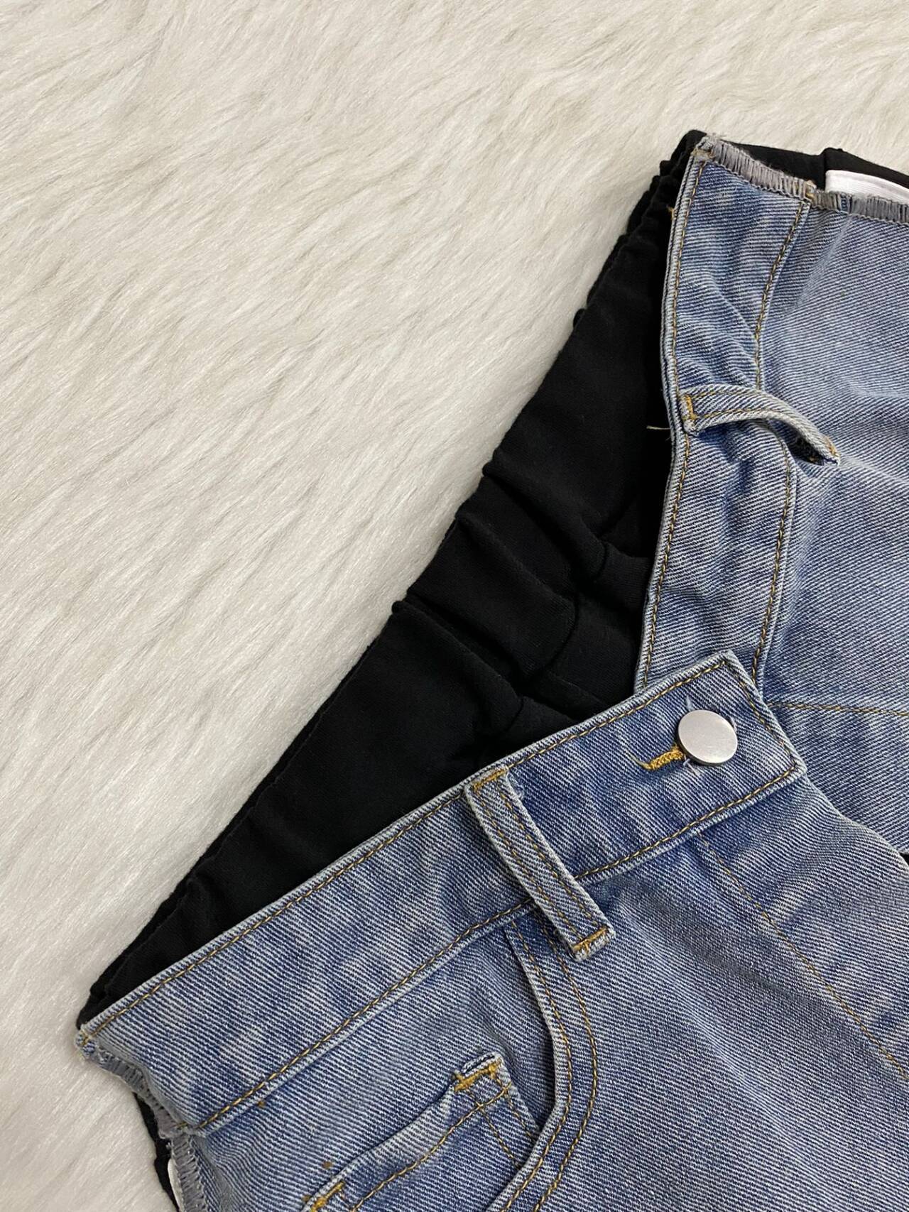 Denim Patchwork Relaxed Straight-Leg Pants