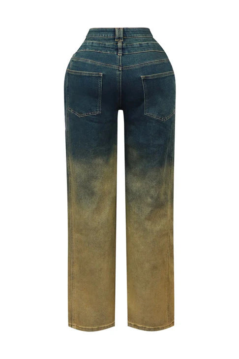 Faded Straight-Leg Jeans