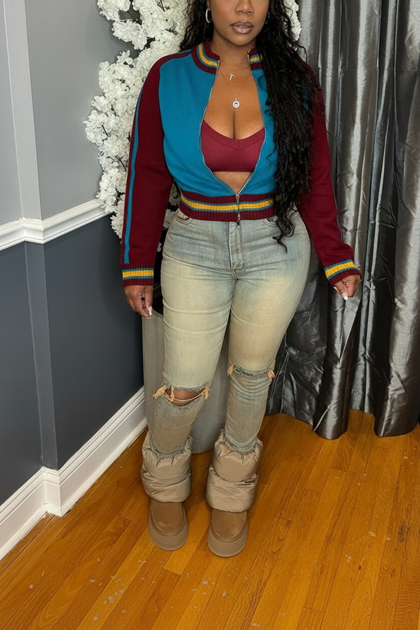 Knit Colorblock Jackets