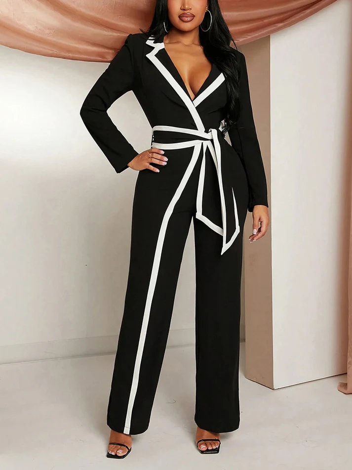 Contrast Wrap Jumpsuits