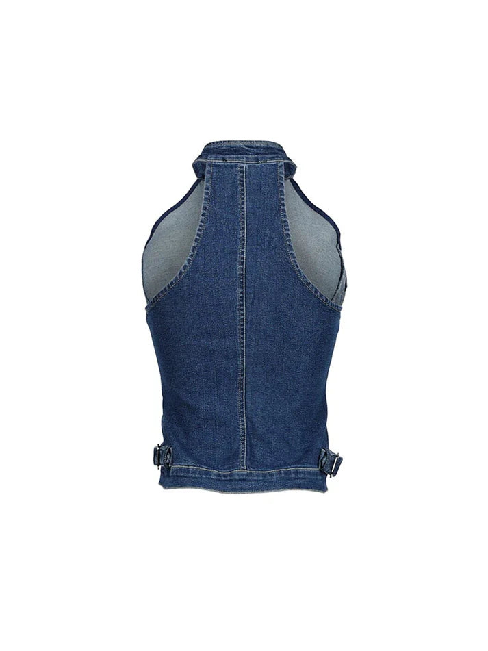 Ruched Denim Top And Shorts Sets