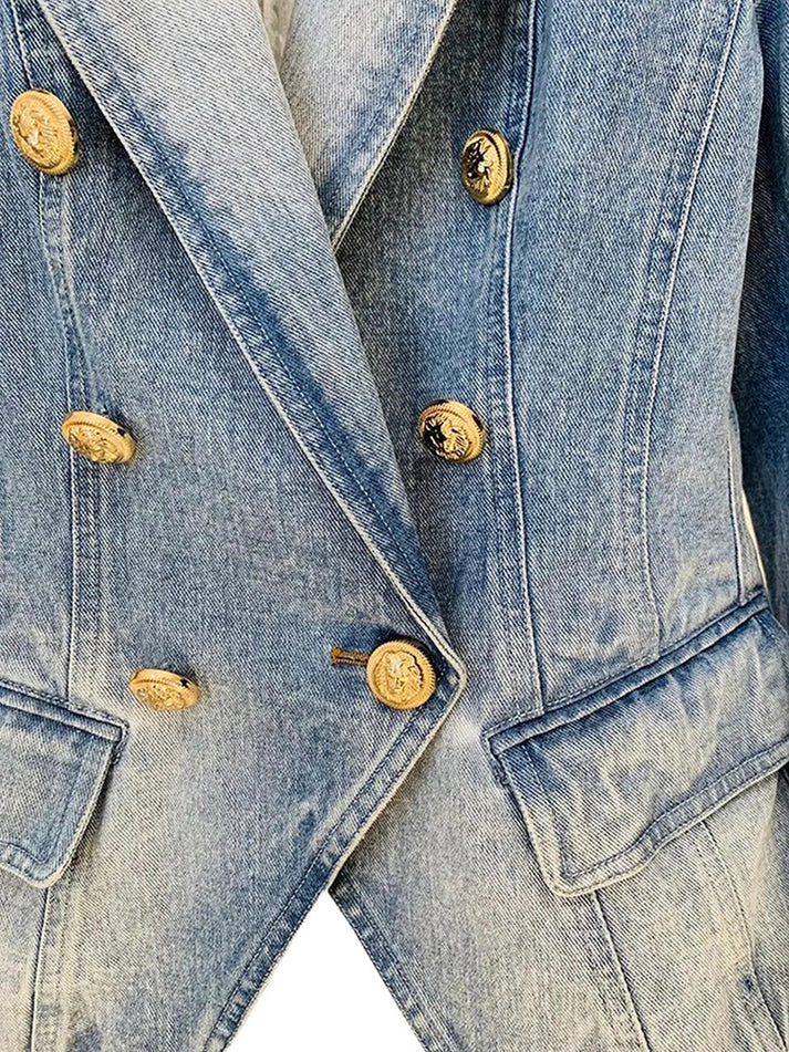 Double-breasted Denim Blazer Jackets