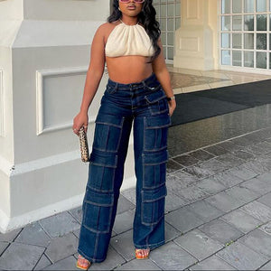 Multi-Pocket High-Waisted Jeans