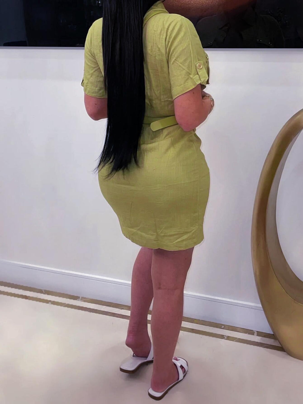 Button-Front Belted Pocket Dresses