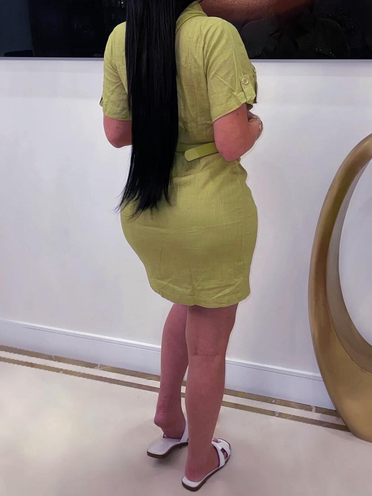 Button-Front Belted Pocket Dresses
